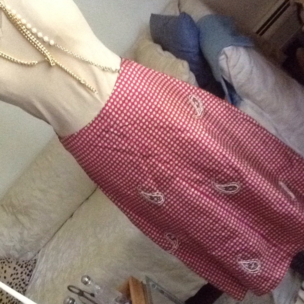 silk print skirt embroidered and beaded